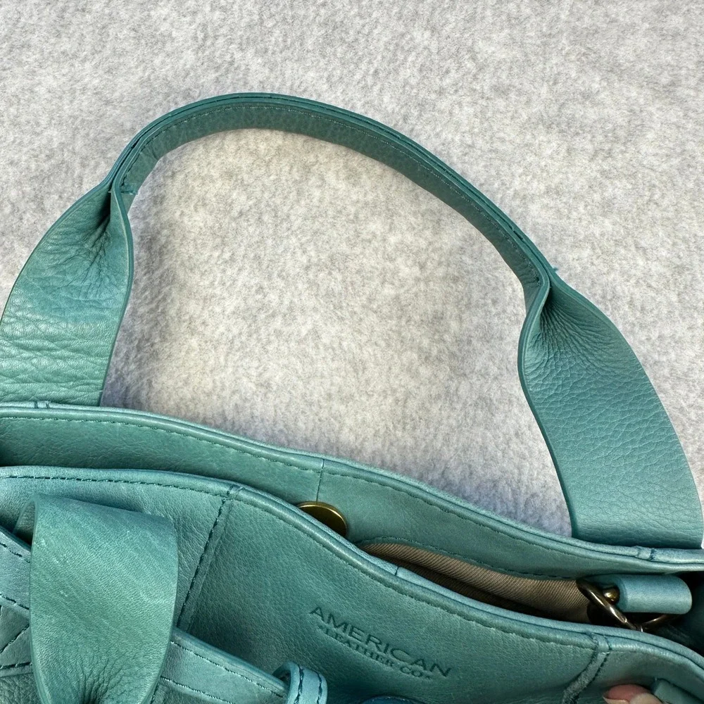American Leather Co Daiquiri Green Ada Triple Entry Satchel Crossbody Handbag